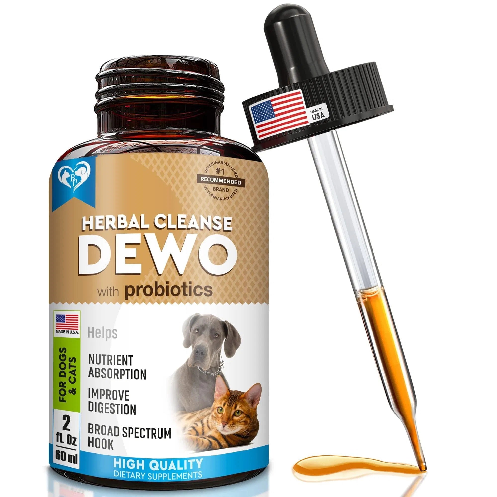 Cats And Dogs Natural Worm Treatment With Probiotic Liquid Herbal Medicine Prevention
