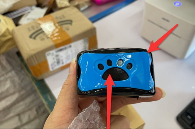 "Anti-barking device for dog training in blue color"