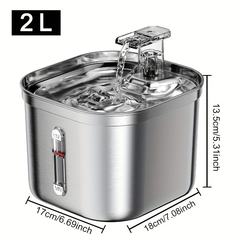 🇺🇸 Stainless Steel Cat Water Fountain – 2L