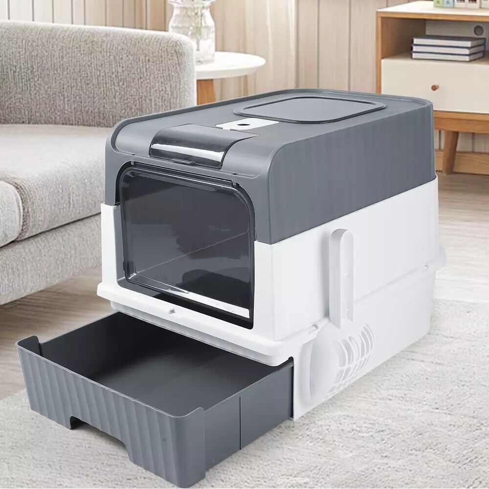 Foldable Enclosed Cat Litter Box with Drawer