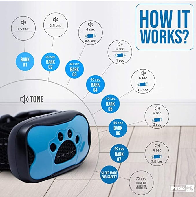 "Anti-barking device for dog training in blue color"