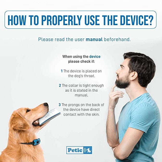 "Anti-barking device for dog training in blue color"