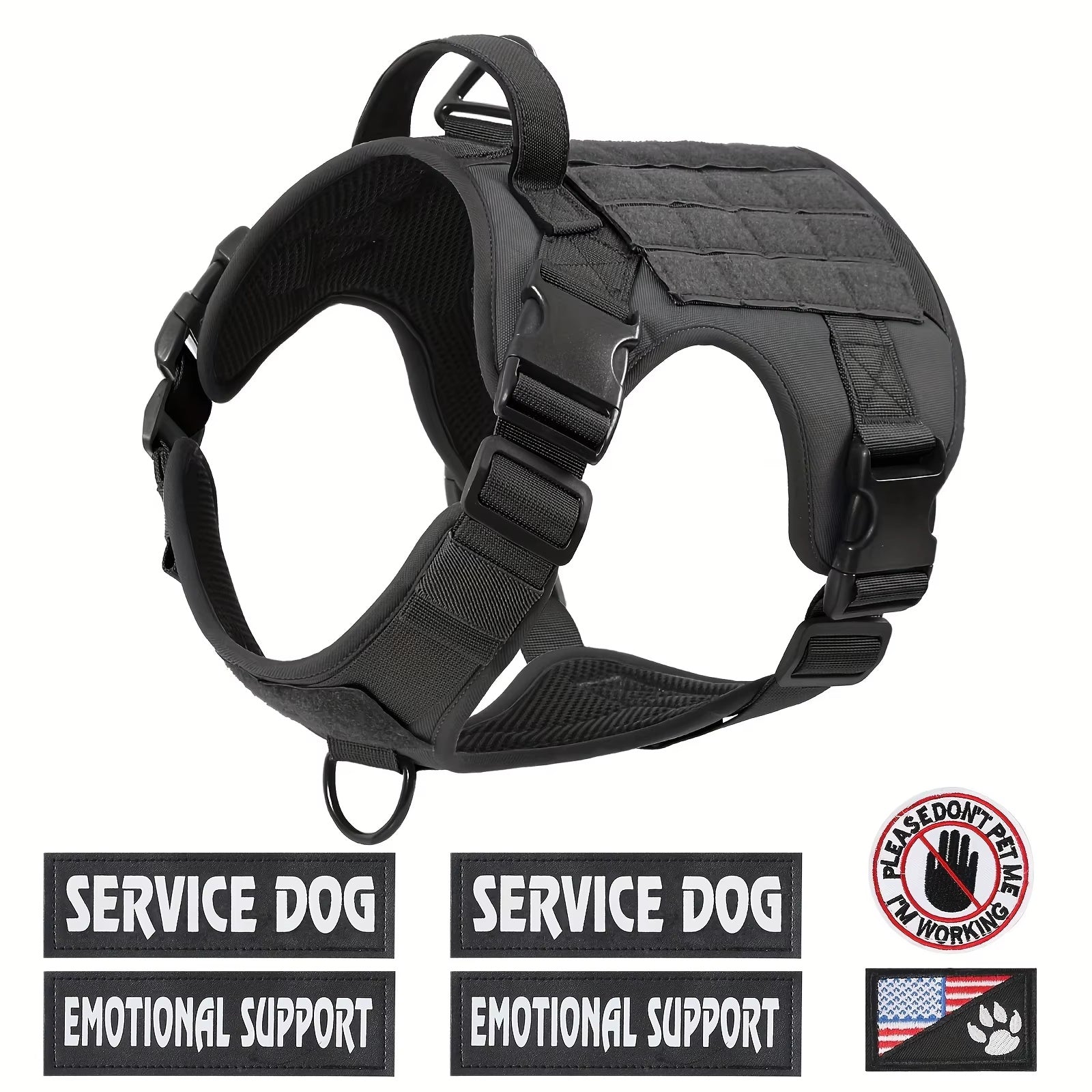 🇺🇸 Tactical Service Dog Harness Vest – Heavy-Duty, Reflective & Adjustable (US Edition)