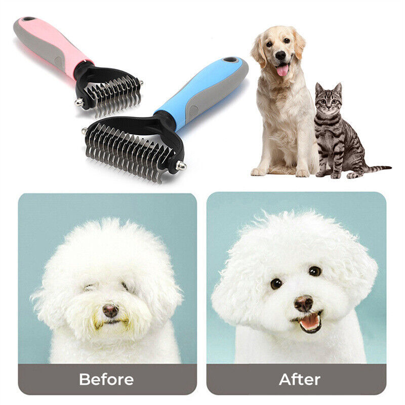 Professional Dual-Sided Pet Grooming Brush - Dematting & Deshedding Tool for Dogs & Cats