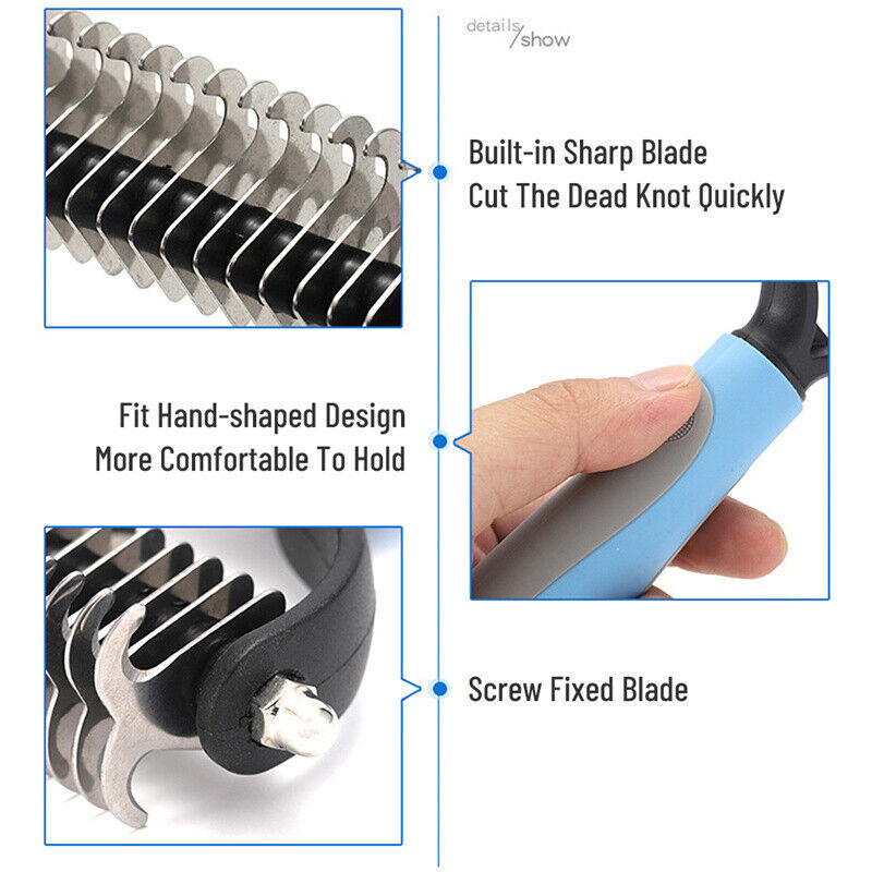Professional Dual-Sided Pet Grooming Brush - Dematting & Deshedding Tool for Dogs & Cats