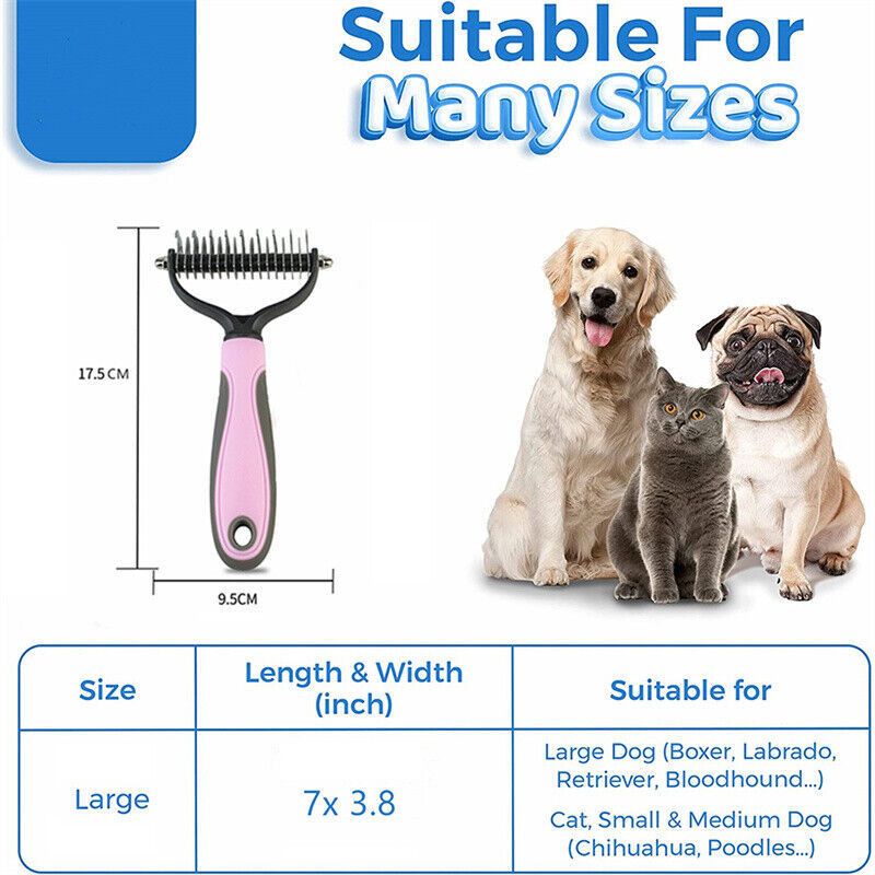 Professional Dual-Sided Pet Grooming Brush - Dematting & Deshedding Tool for Dogs & Cats