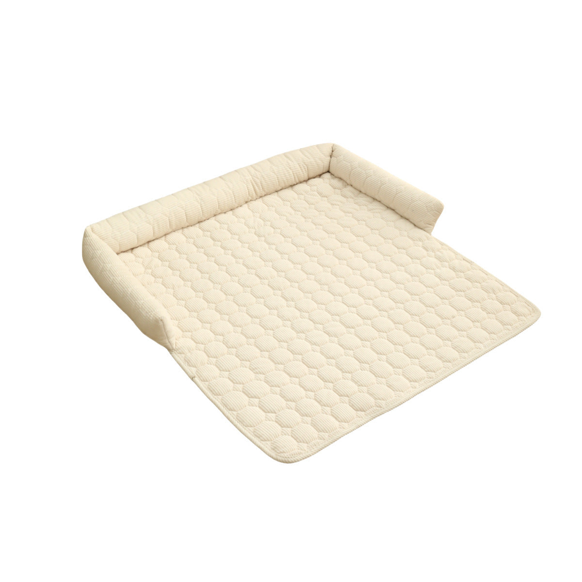 Premium Corduroy Pet Bed with Neck Pillow - Ultra Soft Calming Dog & Cat Blanket Mat