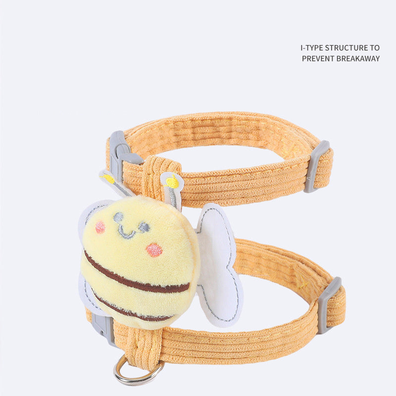 Cat Harness Leash Set With Cute Bee Plaid Cats Escape Proof