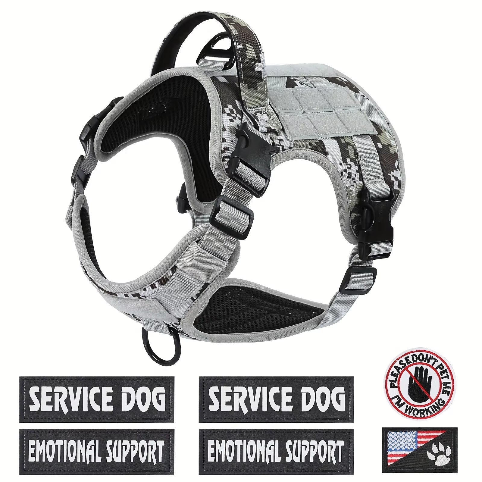 🇺🇸 Tactical Service Dog Harness Vest – Heavy-Duty, Reflective & Adjustable (US Edition)