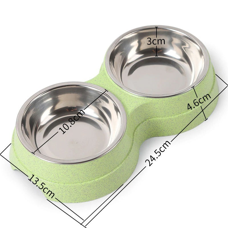Stainless Steel Pet Bowl – Dual Bowl for Food & Water