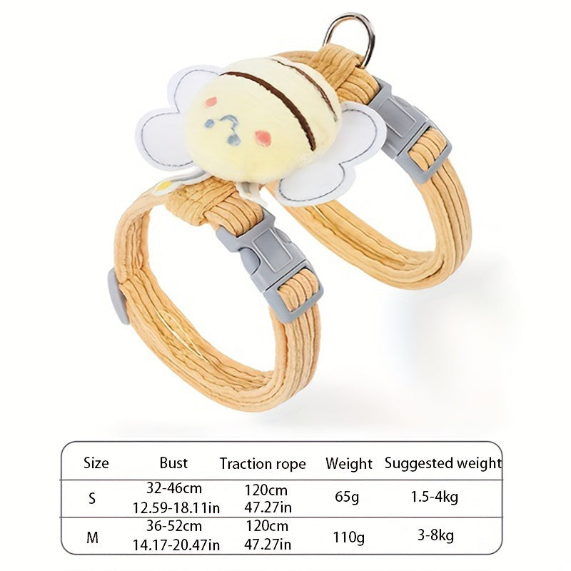 Cat Harness Leash Set With Cute Bee Plaid Cats Escape Proof