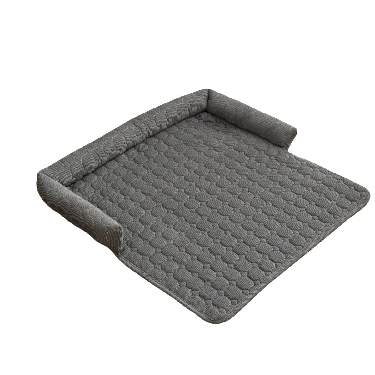 Premium Corduroy Pet Bed with Neck Pillow - Ultra Soft Calming Dog & Cat Blanket Mat
