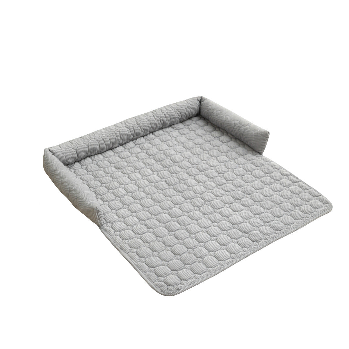 Premium Corduroy Pet Bed with Neck Pillow - Ultra Soft Calming Dog & Cat Blanket Mat