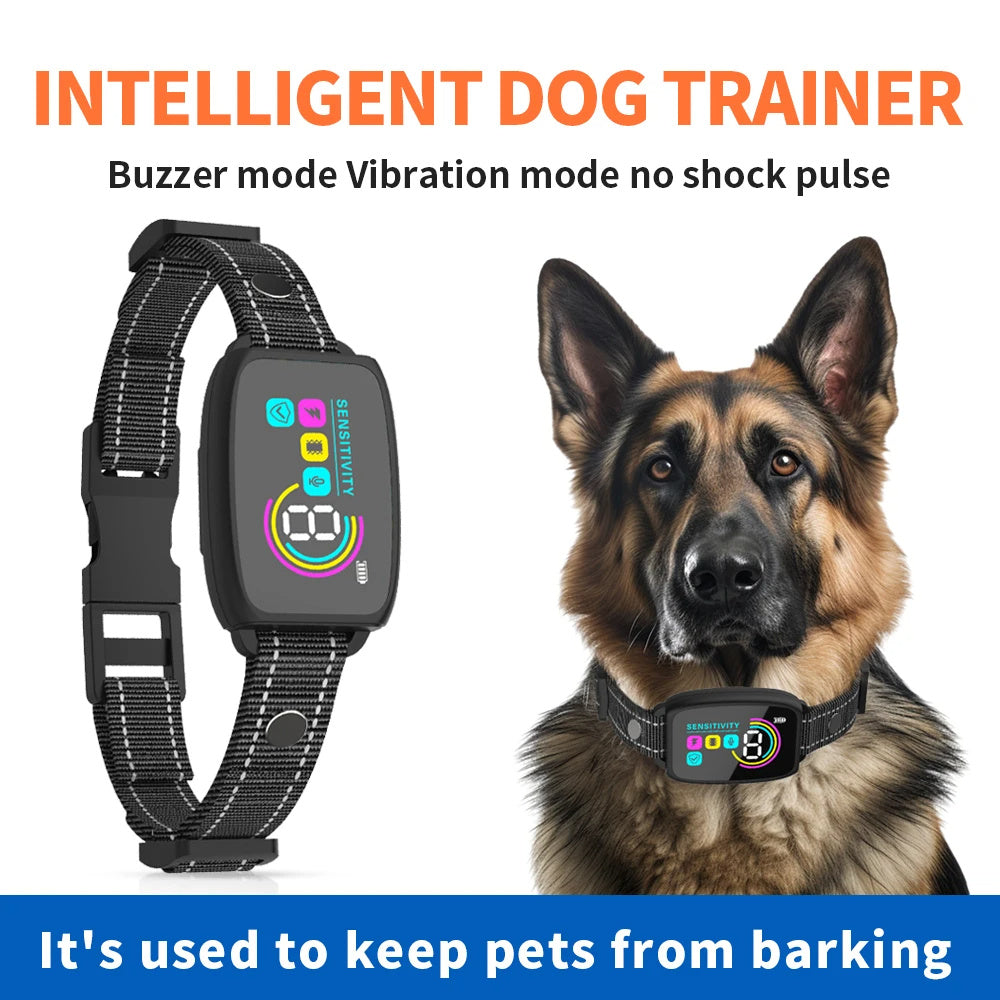 Smart Anti-Bark Dog Collar - Rechargeable Training Device with HD Display & Waterproof Design