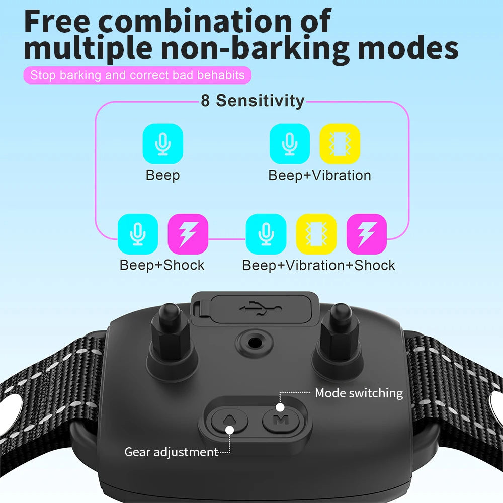 Smart Anti-Bark Dog Collar - Rechargeable Training Device with HD Display & Waterproof Design
