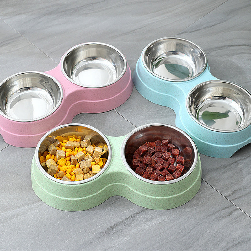 Stainless Steel Pet Bowl – Dual Bowl for Food & Water