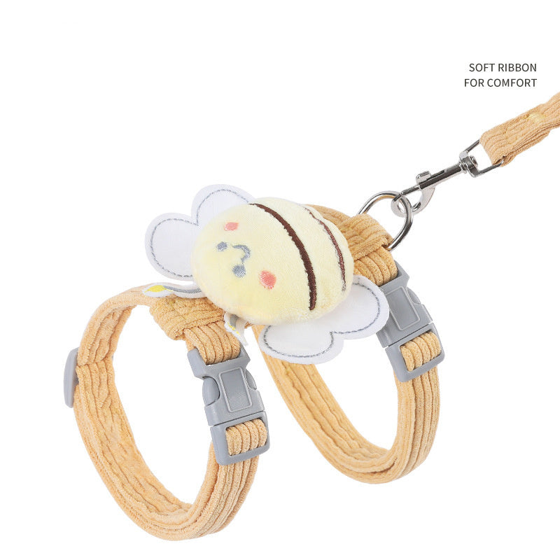 Cat Harness Leash Set With Cute Bee Plaid Cats Escape Proof