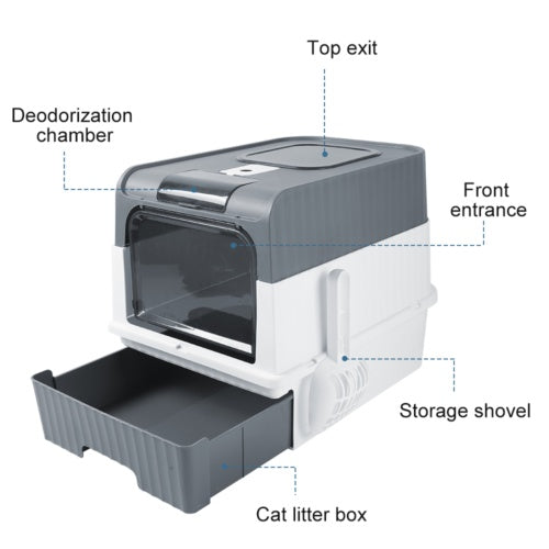 Foldable Enclosed Cat Litter Box with Drawer