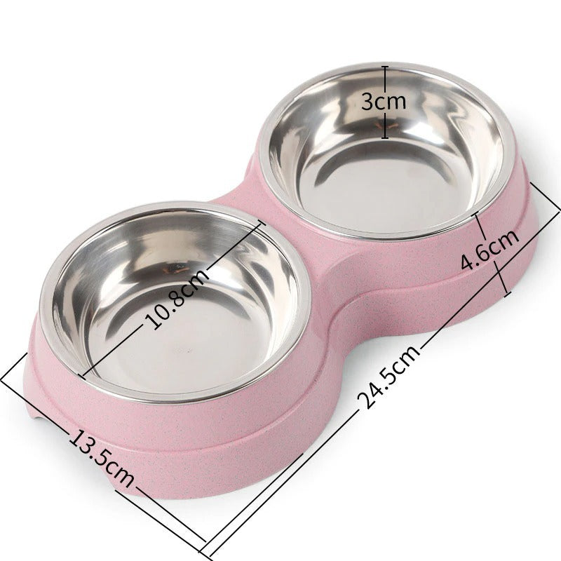 Stainless Steel Pet Bowl – Dual Bowl for Food & Water