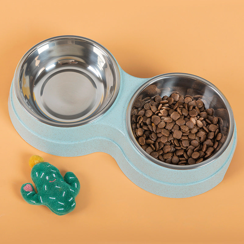 Stainless Steel Pet Bowl – Dual Bowl for Food & Water