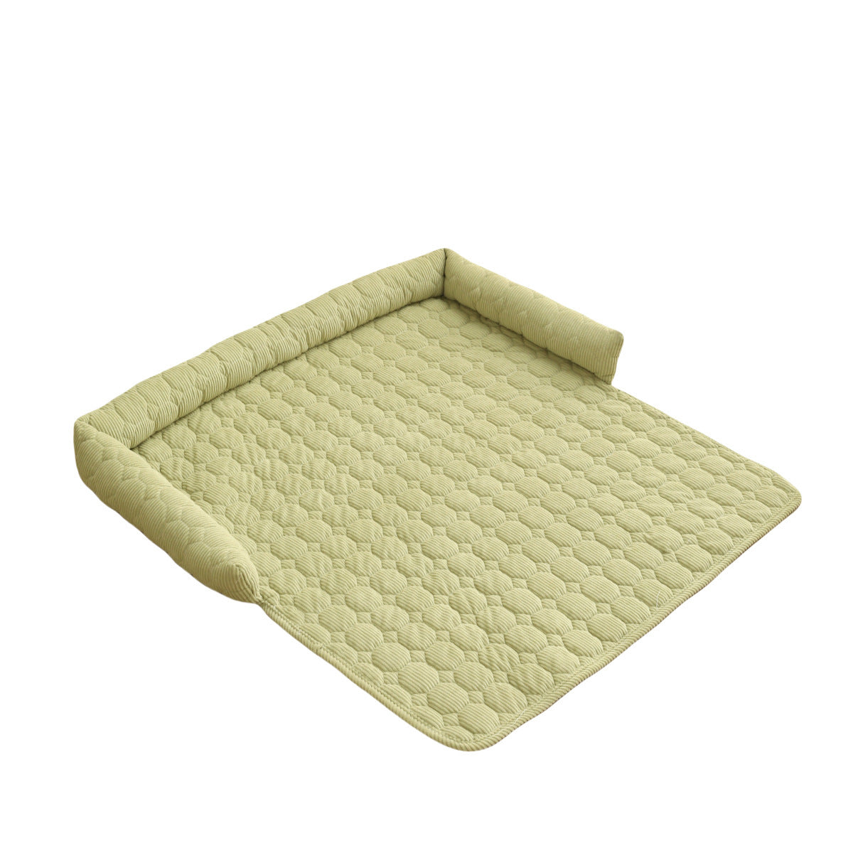 Premium Corduroy Pet Bed with Neck Pillow - Ultra Soft Calming Dog & Cat Blanket Mat