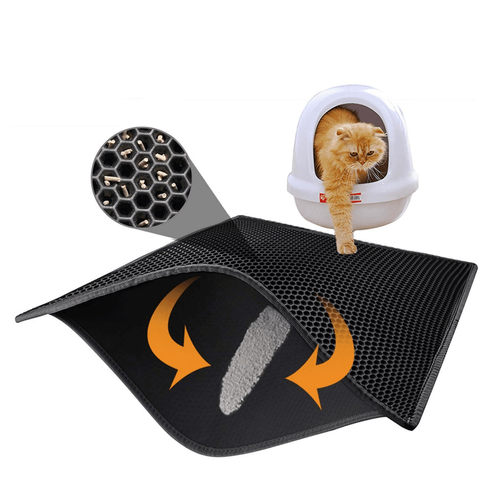 Cat litter mat with honeycomb trapping design