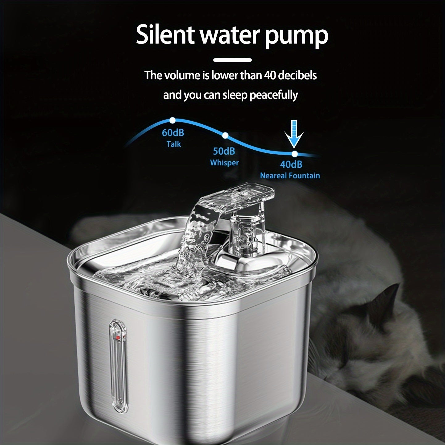 🇺🇸 Stainless Steel Cat Water Fountain – 2L