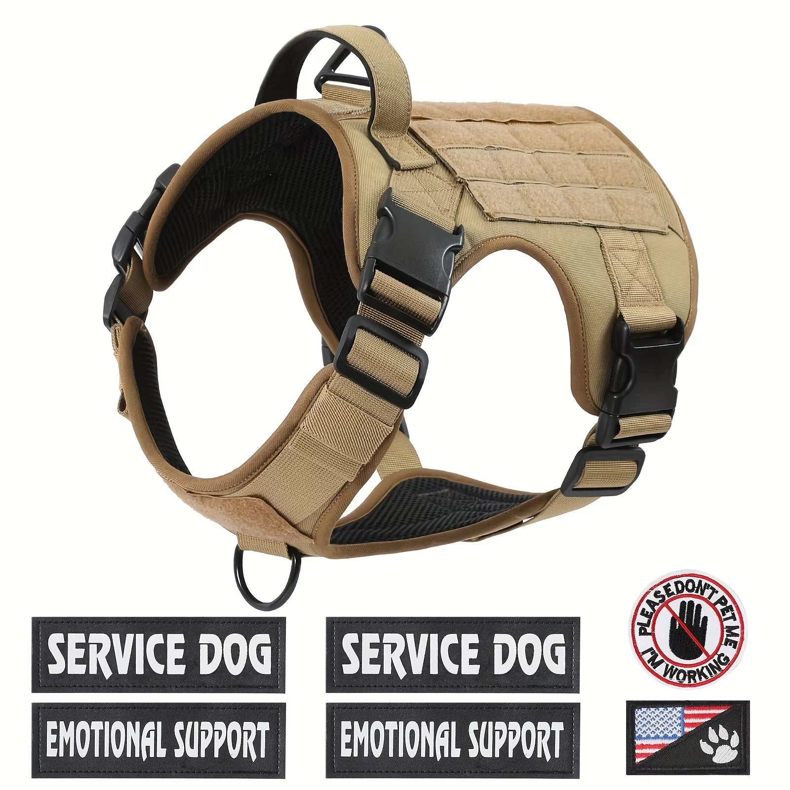 🇺🇸 Tactical Service Dog Harness Vest – Heavy-Duty, Reflective & Adjustable (US Edition)