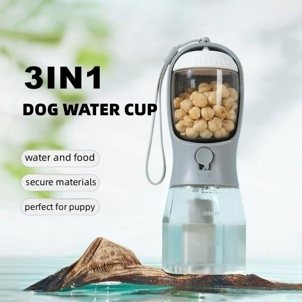 Dog Water Cup Drinking –Food Garbage – waste Bag Three-in-one Portable