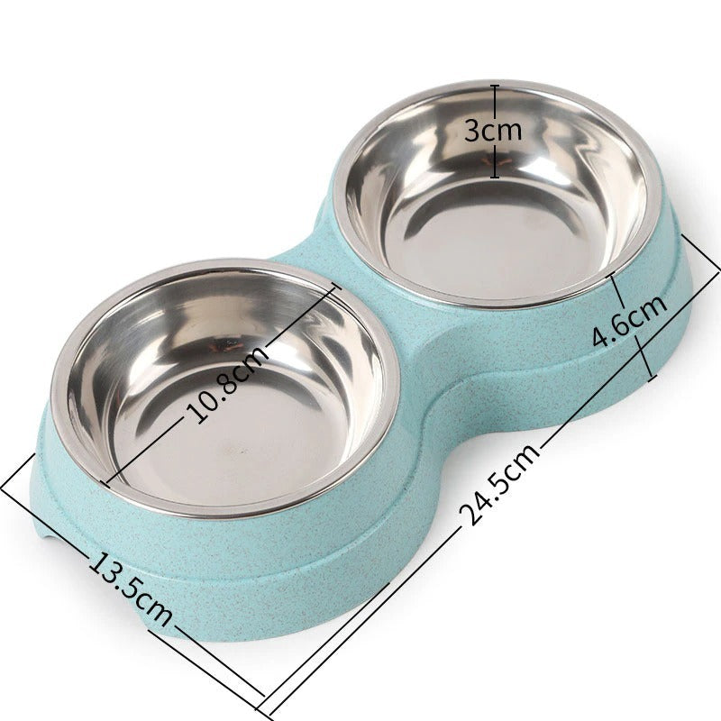 Stainless Steel Pet Bowl – Dual Bowl for Food & Water