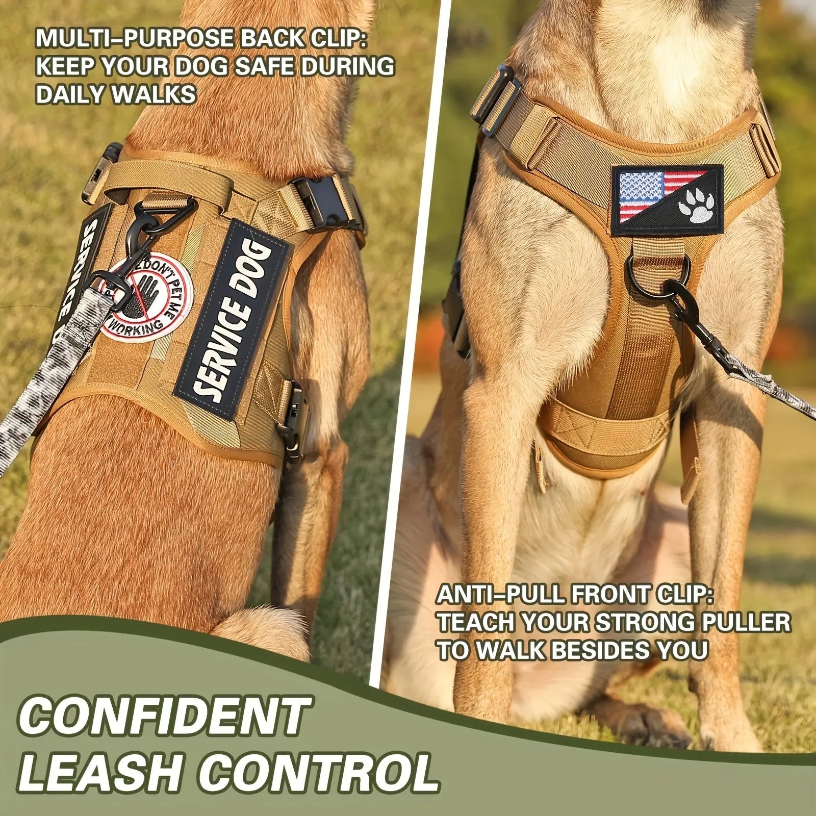 🇺🇸 Tactical Service Dog Harness Vest – Heavy-Duty, Reflective & Adjustable (US Edition)