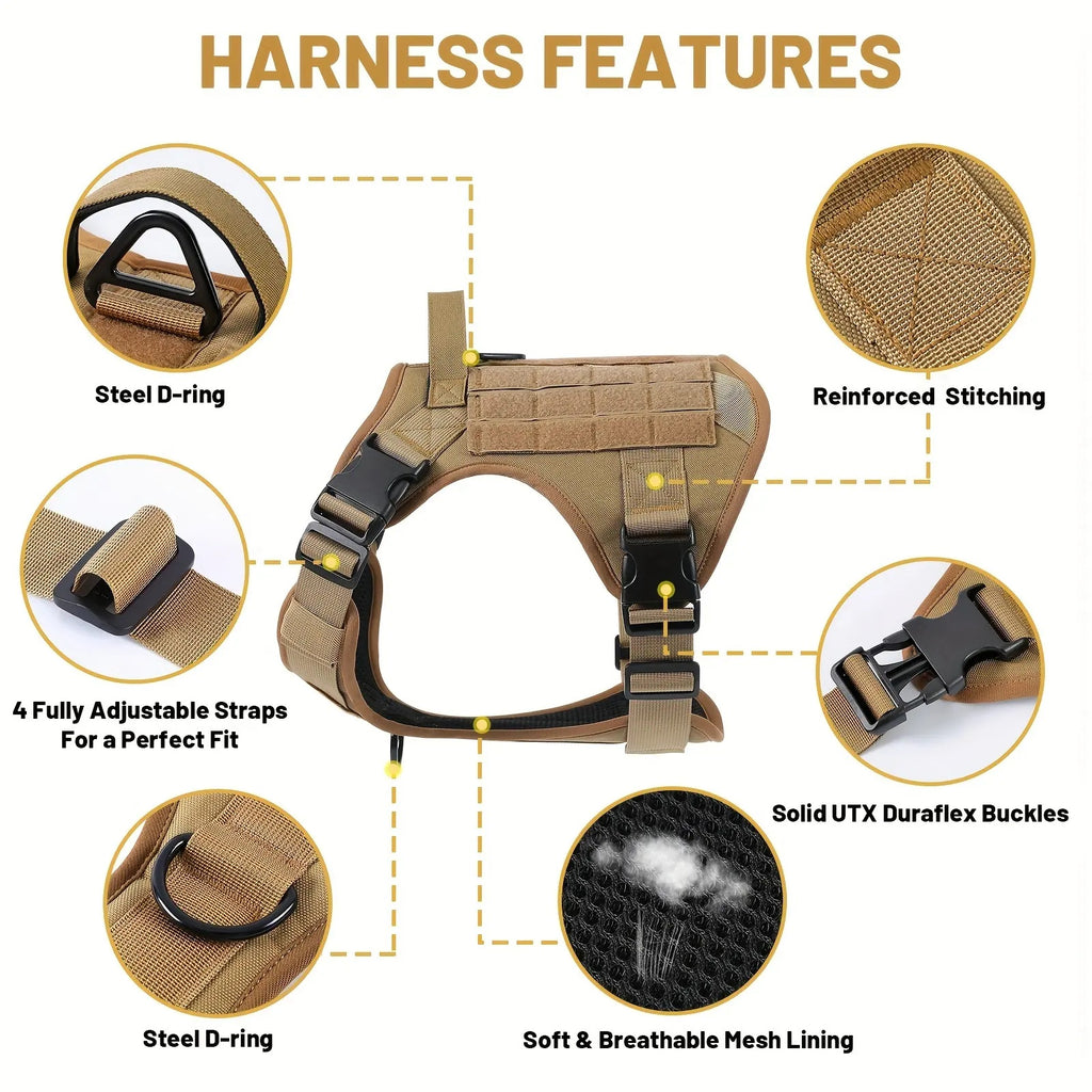 🇺🇸 Tactical Service Dog Harness Vest – Heavy-Duty, Reflective & Adjustable (US Edition)