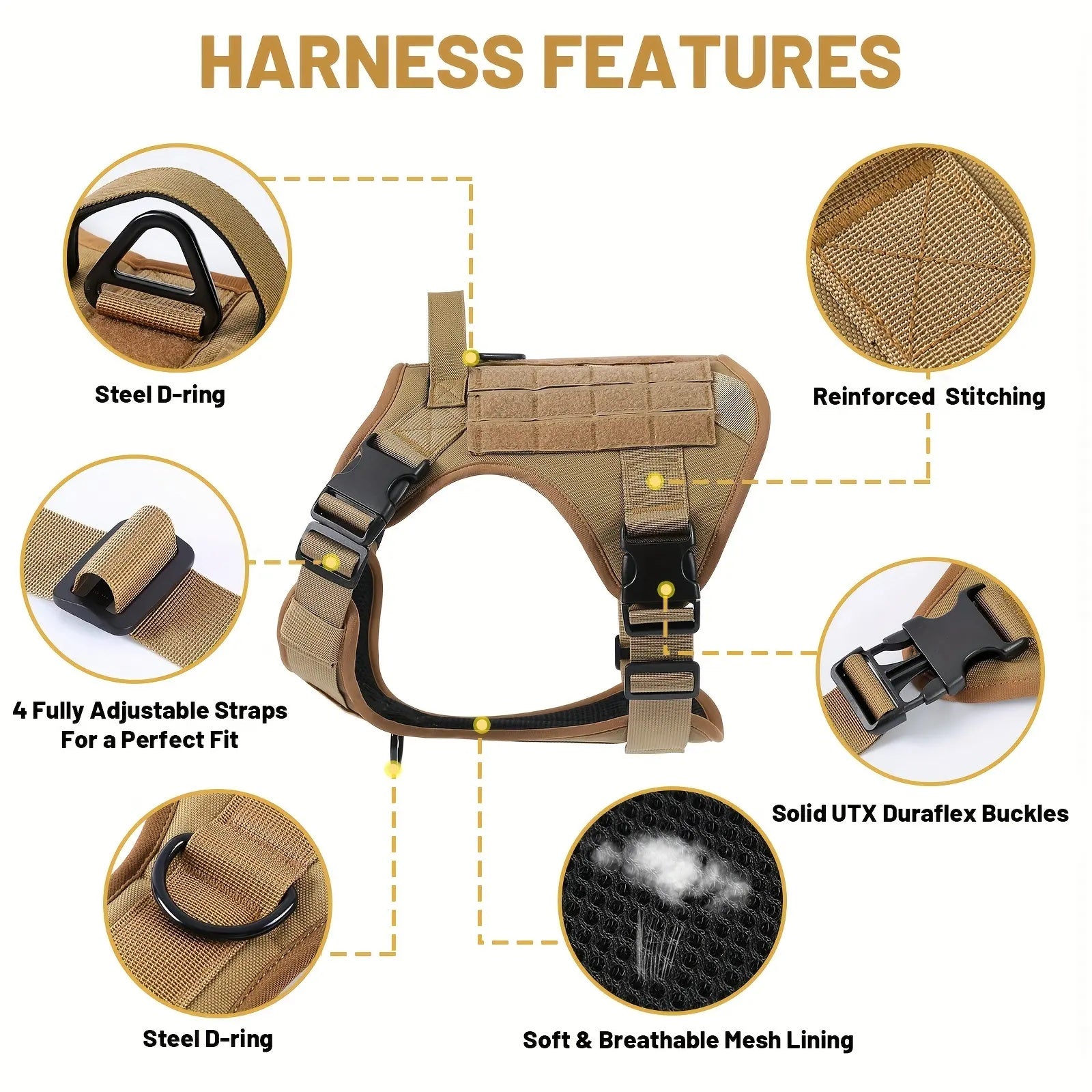 🇺🇸 Tactical Service Dog Harness Vest – Heavy-Duty, Reflective & Adjustable (US Edition)