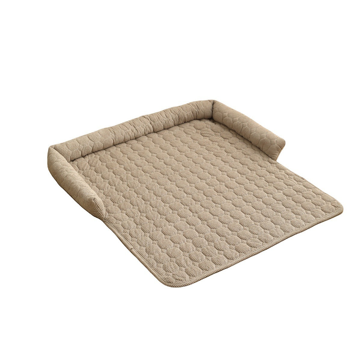 Premium Corduroy Pet Bed with Neck Pillow - Ultra Soft Calming Dog & Cat Blanket Mat