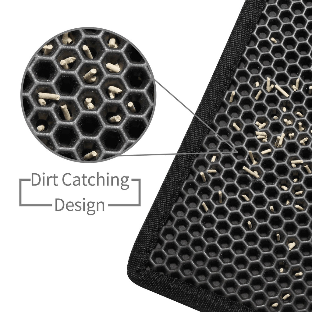 Cat litter mat with honeycomb trapping design
