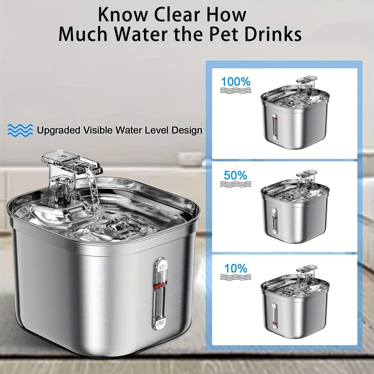 🇺🇸 Stainless Steel Cat Water Fountain – 2L