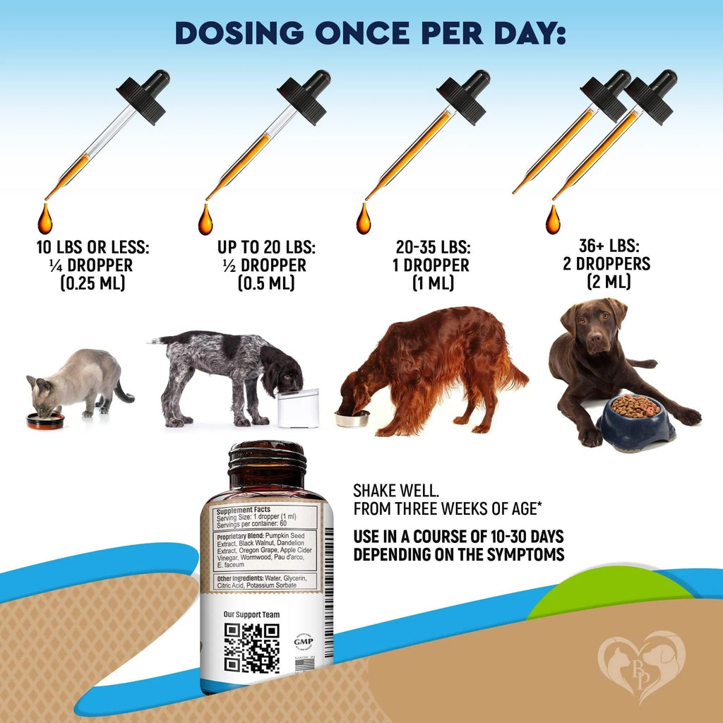 Cats And Dogs Natural Worm Treatment With Probiotic Liquid Herbal Medicine Prevention