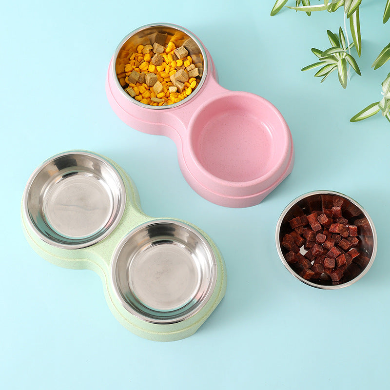 Stainless Steel Pet Bowl – Dual Bowl for Food & Water
