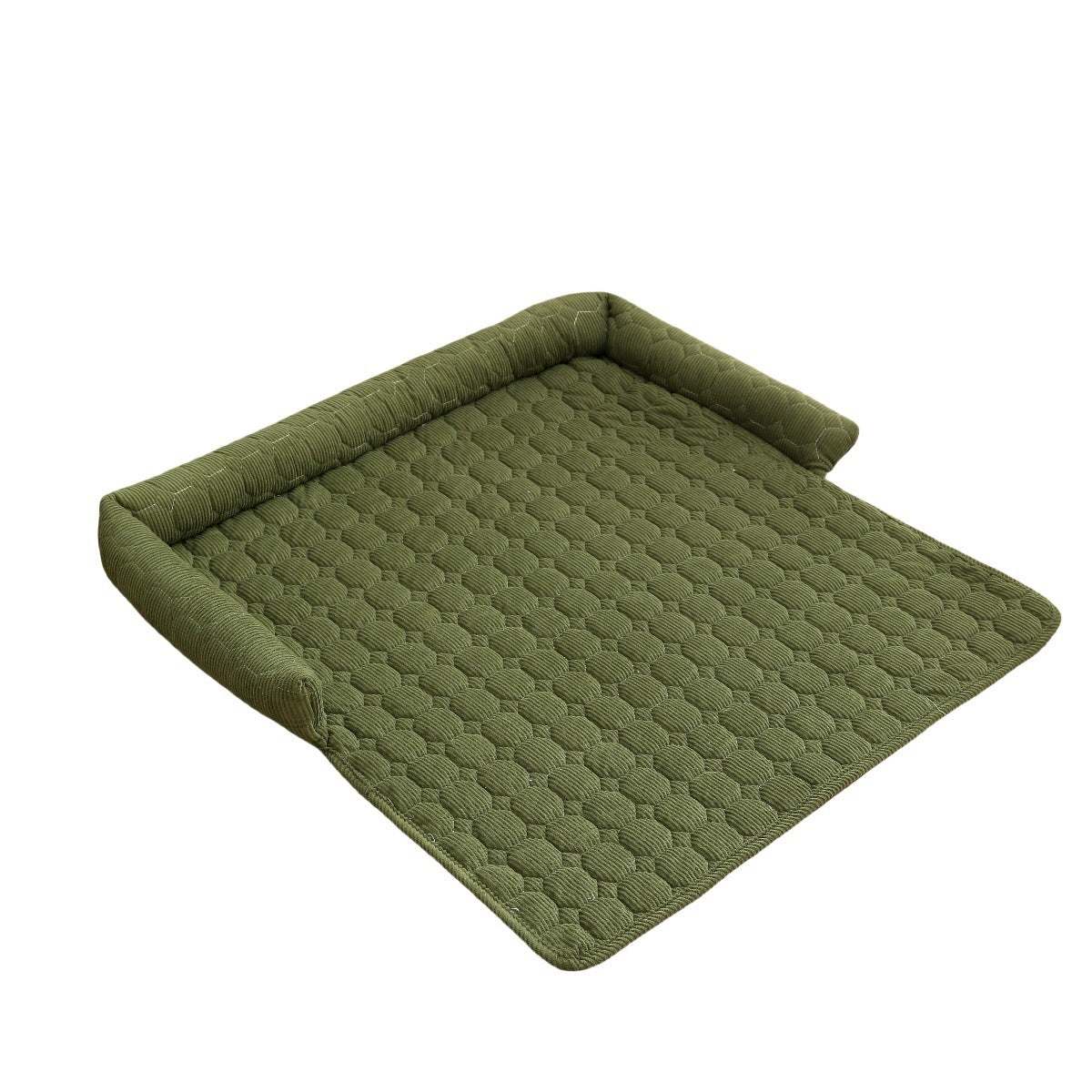 Premium Corduroy Pet Bed with Neck Pillow - Ultra Soft Calming Dog & Cat Blanket Mat
