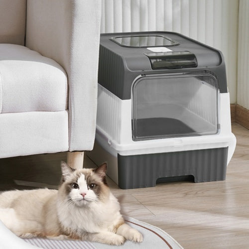 Foldable Enclosed Cat Litter Box with Drawer