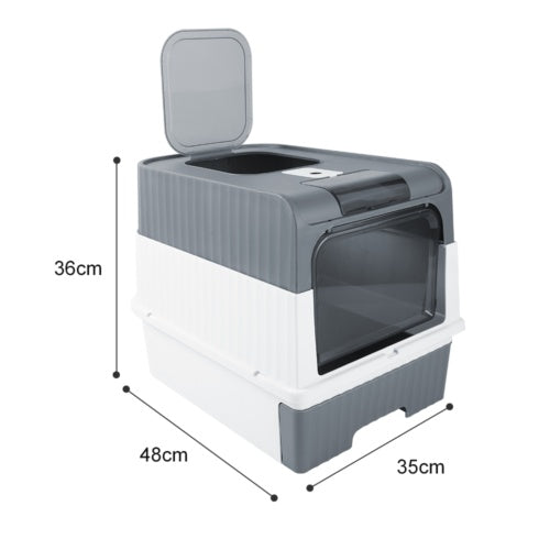 Foldable Enclosed Cat Litter Box with Drawer